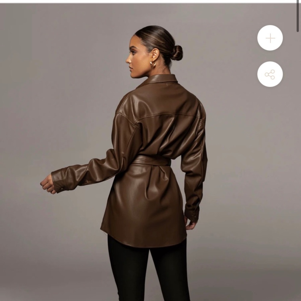 Shirt jacket faux leather